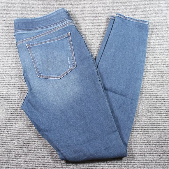 Old Navy Jeans Womens 12 Tall Blue Rockstar Mid-Rise Skinny Distressed - Picture 1 of 8